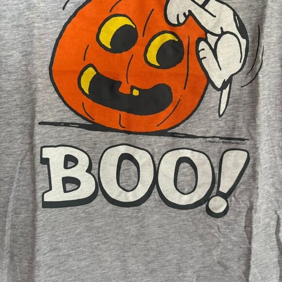 Peanuts Snoopy Halloween Peek-A-Boo Pumpkin Tee Gray XL - Picture 3 of 7